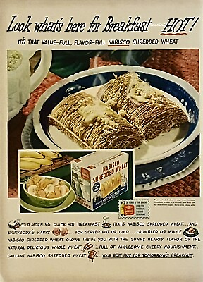 #ad 1948 Vtg Print Ad Nabisco Shredded Wheat Retro Kitchen Wall Art Decor MCM Home $16.45