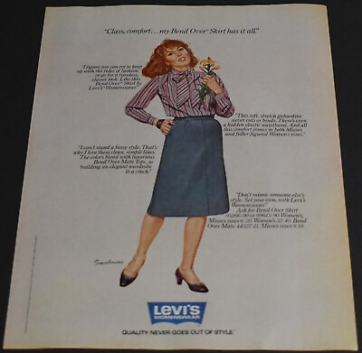 #ad 1981 Print Ad Sexy Heels Long Legs Lady Levi#x27;s Womenswear Skirt Bend Over Art $10.98