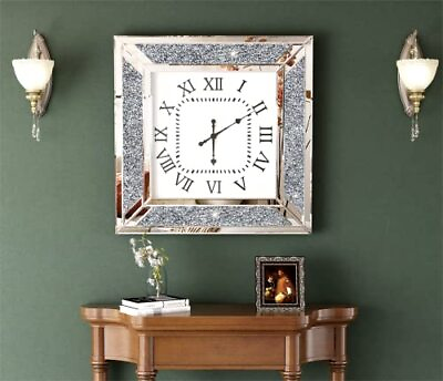#ad #ad Gliter Deorative Wall Clock 24 inch Large Mirrored Clock for Wall Living Ro... $200.77