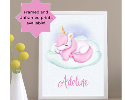 #ad Unicorn Personalized Name Nursery Bedroom Wall Art Print $84.99