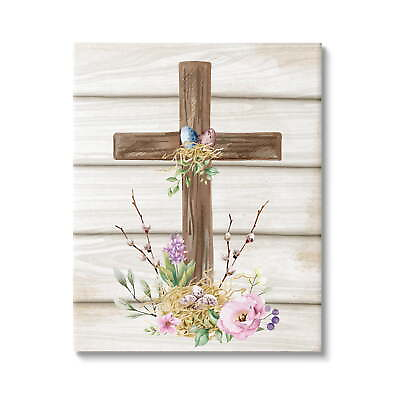 #ad Cross Spring Blossoms Holiday Painting Gallery Wrapped Canvas Print Wall Art $31.99