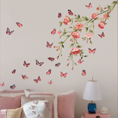 #ad Butterfly Flower Girl Removable PVC Wall Sticker Art Decal Mural Home Decor Gift $13.87