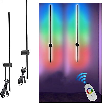 #ad 39.4 Inches Wall Lamps Set of 2 Plug in RGB LED Lighting for Living Room Bedroom $60.79