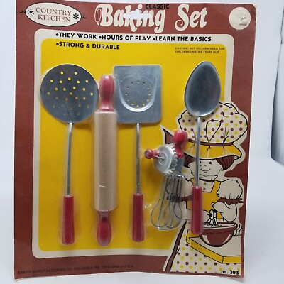 #ad Vintage Country Kitchen Classic Baking Set by Baker Manufacturing No 303 USA NEW $15.76
