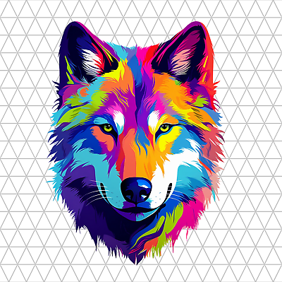 #ad #ad Colorful Abstract Wolf PNG Clip Art Sublimation Design Digital Download Clipart $0.99