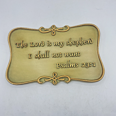 #ad Vintage Decor Sign Wall Plaque Psalms 23:I Chalkware Resin Religious $22.46