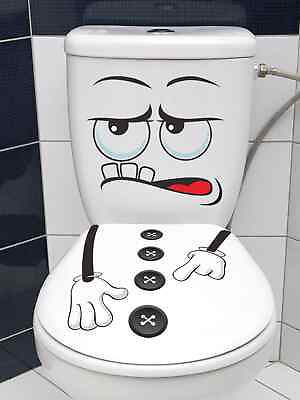 #ad Funny Cartoon Toilet Lid Decal PVC WC Sticker For Bathroom Creative Decor Wall $7.64