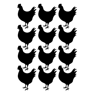 #ad #ad Set of 12 Vinyl Wall Art Decals Chickens 9quot; x 7quot; Each Modern Cute Charming $11.24