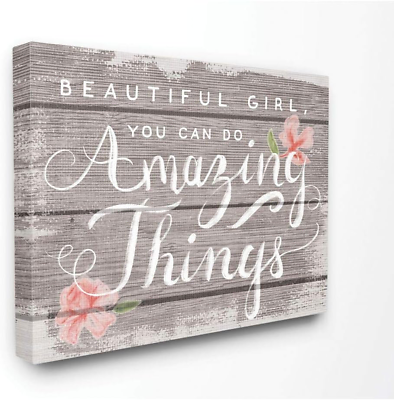 #ad Beautiful Girl Inspirational Kids Flower Word Canvas Wall Art 24 X 30 Design b $74.64