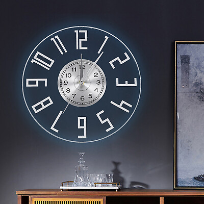 #ad 12#x27;#x27; Big Wall Clock Design Digital Numbers LED Light 7 Color Changable w Remote $37.05