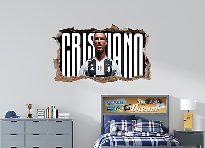 #ad Cristiano R Wall Decals 3D Smashed Wall Sport Wall Stickers mural home decor $34.95