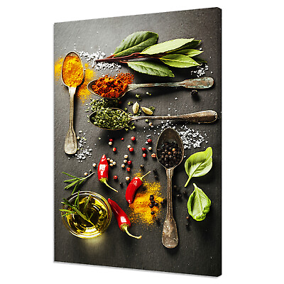 #ad Spices Herbs Oil Kitchen Decor Modern Design Canvas Print Wall Art GBP 65.00