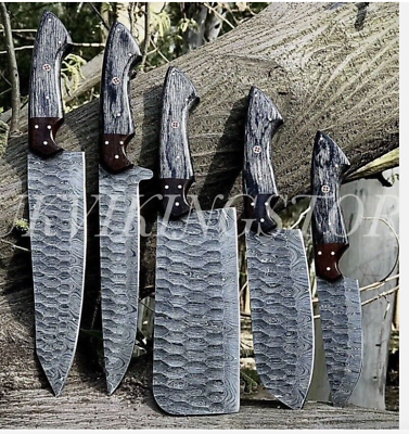#ad #ad Handmade HAND FORGED DAMASCUS STEEL CHEF KNIFE Set Kitchen Knives with sheath $109.99
