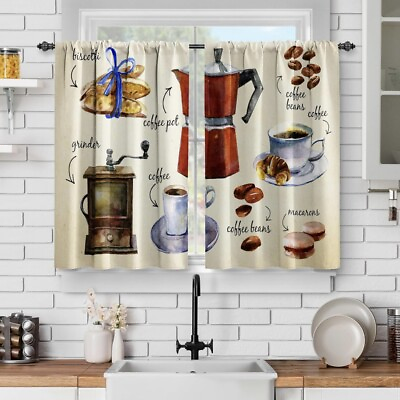 #ad Rustic Coffee Kitchen Curtains $20.00