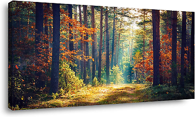 #ad Autumn Forest Large Stretched Canvas Wall Art for Living Room Bedroom Home Decor $142.63