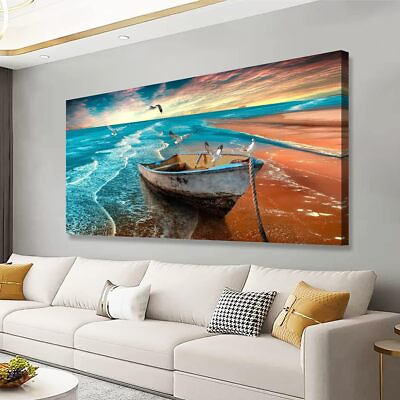 #ad Beach Sunset Pictures Canvas Wall Art For Living Room Bedroom Wall Decor Morden $109.99