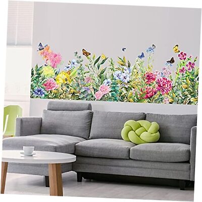 #ad Large Flowers Vines Wall Decals Colorful Butterfly Floral Garden Wall Stickers $21.55