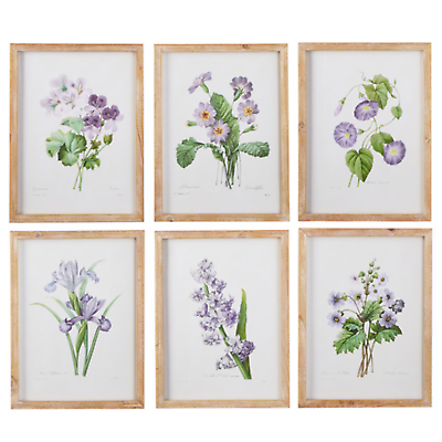 #ad 15.75quot; Floral Framed Print Set of 6 Floral Wall Art Framed Canvas Wall Art Home $155.99
