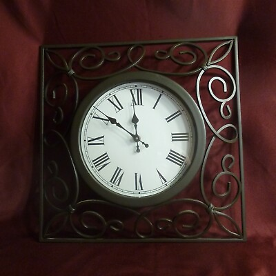 #ad Decorative Metal Frame Analog Wall Clock By Hobby Lobby #527317 EUC $43.99