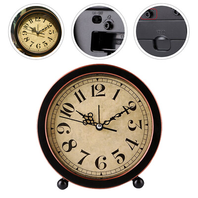 #ad Tabletop Clock Desk Alarm Clock Vintage Home Decorations Bedroom Alarm Clock $13.66