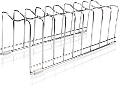 #ad kitchen cabinet pot pan lid organizer pot storage holder steel rack pantry $12.66