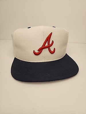 #ad Vintage Atlanta Braves Drew Pearson Snapback Cap Hat White with Red Logo 90s $49.95