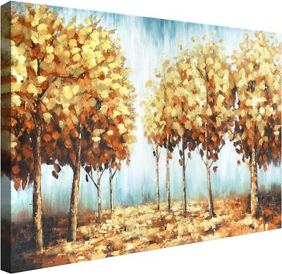 #ad Tree Wall Art Canvas Abstract: Forest Wall Art Tree of Pictures Yellow Gold Tree $15.00