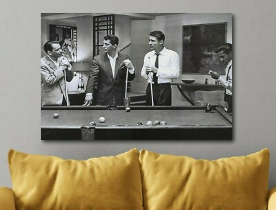 #ad The Rat Pack Playing Pool Canvas Poster Canvas Print Art Decor Wall FRAMED $59.99