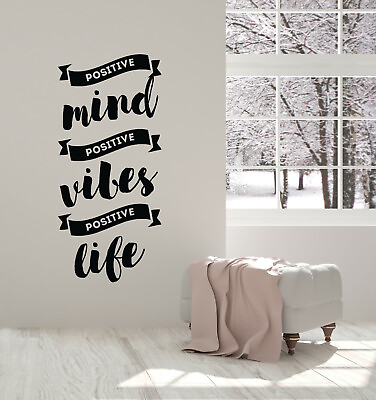 #ad Vinyl Wall Decal Positive Vibes Quote Meditation Room Home Stickers ig6097 $62.99