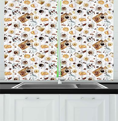 #ad Kitchen Theme Kitchen Curtains 2 Panel Set Window Drapes 55quot; X 39quot; Ambesonne $28.99