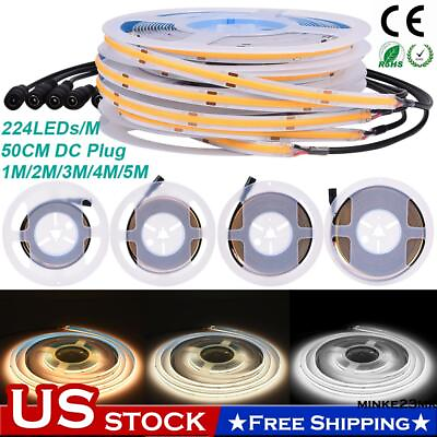 #ad 1 5M COB Dimmable LED Strip Lights Flexible Tape Bedroom Cabinet Lamp Rope 12V $12.50