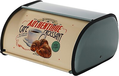 #ad Vintage Bread Box kitchen Metal Bin Bread Stainless Steel Retro Storage Pastries $34.22