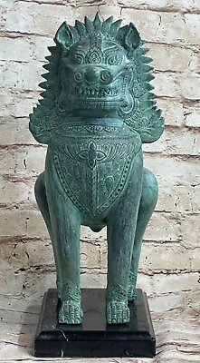 #ad Art Deco Sculpture Lion Guardian Beast Foo Dog Bronze Statue Home Decoration LRG $199.50