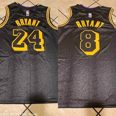 #ad 8 Front 24 Back Los Angeles Lakers Kobe Bryant Black Mamba MEN#x27;S Jersey $24.99
