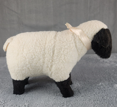 #ad Vintage Ewe Sheep Lamb Stuffed Handmade Primitive Decor Black Face 16 in Long $38.47