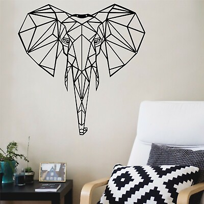 #ad Metal Wall Art Geometric Elephant Head Home Office Entryway Living Room Decor $79.90
