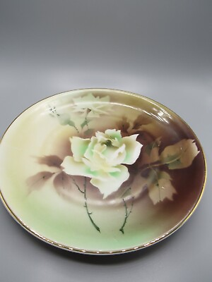 #ad Vintage CT Altwasser Silesia Germany white roses gold trim 8 1 4quot; diameter $12.00