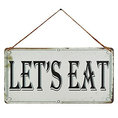 #ad Let#x27;s Eat Vintage Metal Sign Wall Art Hanging Rustic Home Decor for Kitchen D... $16.34