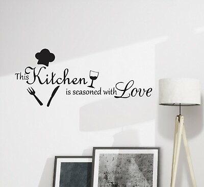 #ad Wall Decal Restaurant Kitchen Love Quote Interior Vinyl Decor Black gz509 $13.00