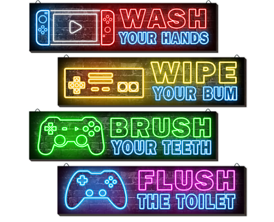 #ad 4 Pcs Bathroom Wall Decor Signs Wood Hanging Signs For Laundry Room $30.35