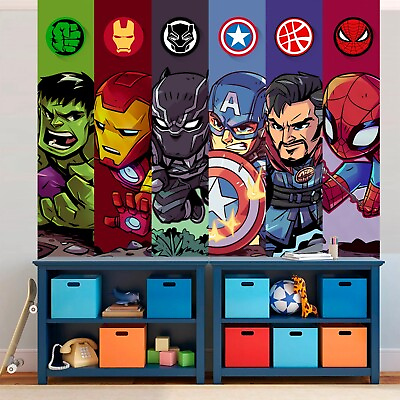 #ad Avengers Hulk Spiderman Captain America Smashed Wall Decal Sticker 3D Wall Decor AU $76.50