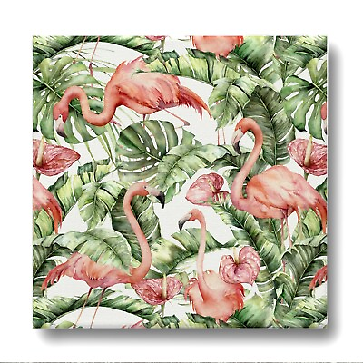 #ad Framed Canvas Wall Art Painting Print Room Tropical Floral Flamingo Bird BIRD006 $18.99