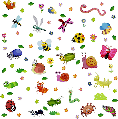 #ad #ad Cartoon Insect Wall Decals Stickers 50 X 50 Inch Butterfly Ant Flower Leaf Cat $16.65