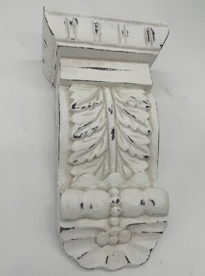 #ad Decorative Hand Carved Wall Sconce Shelf 11” X 6” X 3.5” White $48.50