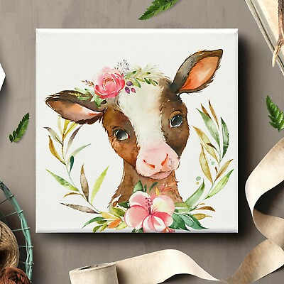 #ad #ad Framed Canvas Wall Art Painting Prints Nursery Cute Baby Animal Cow ANML013 $29.99