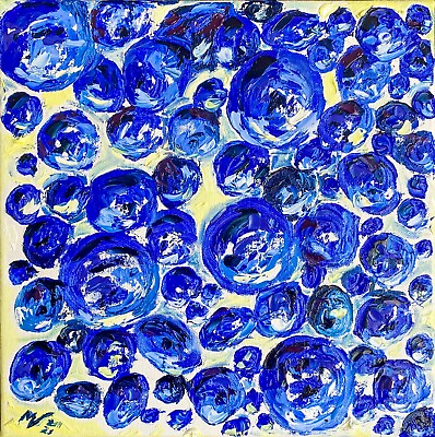 #ad Blueberry Painting Original Art Blue Berry Art Kitchen Home Decor Artwork Oil $99.00
