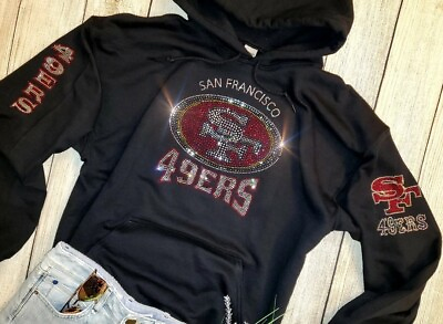 #ad New San Francisco 49ers Hoodie Sizes S 5X Rhinestone Pullover UNISEX Hoodie $46.99