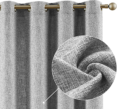 #ad Faux Linen Curtains Thick Burlap Grey Curtains 96 Inches Long Farmhouse Living R $83.89