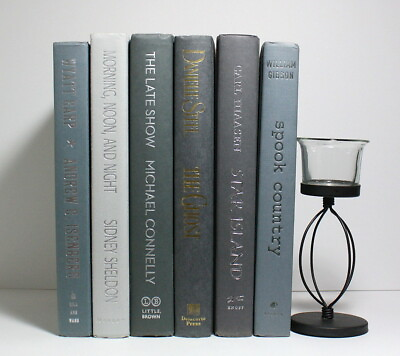 Six Hardcover Books Gray Spines Asst Color Covers Interior Design Home Decor $48.95