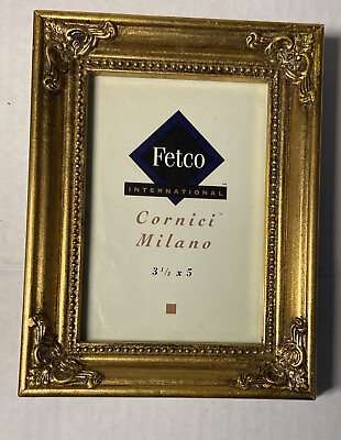 #ad FETCO Goldtone 5.5X7quot; Wood Frame Holds 3.5X5quot; Photo Hanging or Free Standing $10.99
